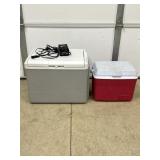 COLEMAN 12V. & 110V ICE CHEST COOLER & RUBBERMAID