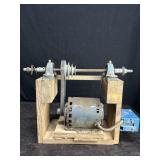 DUEL GRINDING WHEEL WOOD FRAME W/ WORKING MOTOR