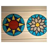 2 ROUND STAINED GLASS SUN CATCHERS