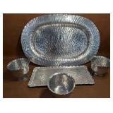 Hammered Aluminum Trays and Goblets