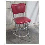 Tall Red Chrome Stool