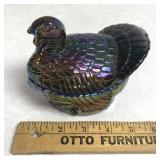Carnival glass rooster on nest