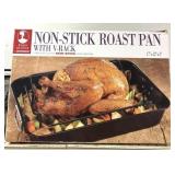 Nonstick roaster pan with v-rack