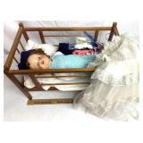 Vintage baby crib/doll/dress/close