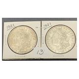 2- 1921 Morgan Dollars
