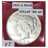 1923-S Peace Dollar "MS-60"