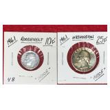 1961 Rooseveldt Dime & 1961 Washington Quarter