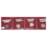4 Dimes: 1891 Liberty Seated & 1908-D Barber &