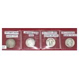 4 Quarters: 1877 Liberty Seated & 1904 Barber &