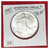1987 American Eagle Dollar "MS-64"