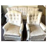 Retro matching couch &2 swivel rocking chairs
