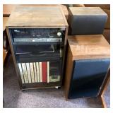 Stereo/cassette player/record player with records