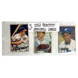 (3) 1952 Bowman Baseball Cards