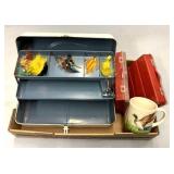 Tacklebox/fishing items/duck mug/glass