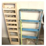 Primitive metal and wooden shelving