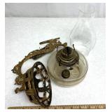 Antique wall hanging oil lamp