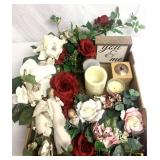 Artificial flowers/candles/decor