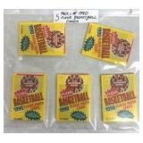 5 Packs of 1990 Fleer Basketball cards