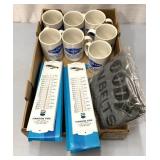 Hanson tire advertising mugs and thermometers