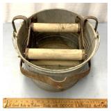 Vintage galvanized steel mop wringer bucket