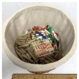 Small laundry basket with clothes pins