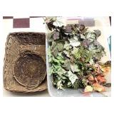 Two baskets/tub full of artificial leaves