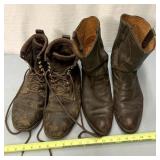 Size 12 work boots/on size cowboy boots