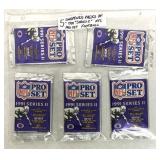 5-unopened packs 1991"Series 2" NFL Pro Set Cards