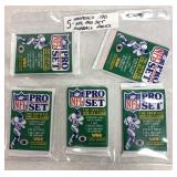 5-unopened packs 1990 NFL Pro Set Football Cards