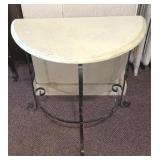 Vintage rod iron based/wooden tile stand