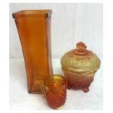 Hobnail and other orange-yellow-red glassware