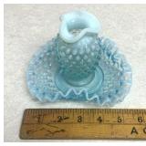 2 pcs Blue Hobnail glassware