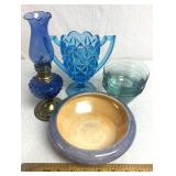 Small blue lantern/blue glassware