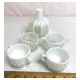 White hobnail and other glassware