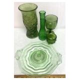 Variety of green glassware