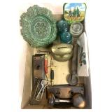 Owl coin bank/glass insulators/vintage items