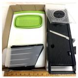 Mandalay slicer with cutting board and strainer