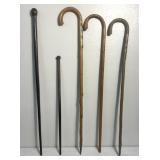 3 canes & 2 walking sticks