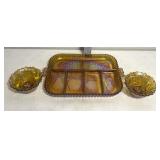 Carnival glass server-candle holders