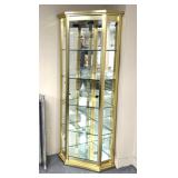 Corner curio lighted, glass display curio cabinet