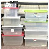 9 clear plastic storage containers