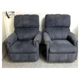 2 blue rocking recliners