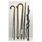 2 canes & 3 walking sticks