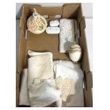 Vintage porcelain oil lamp & miniature vanity box