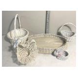 White decorative wicker baskets
