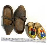 Vintage hand carved wooden Dutch shoes/decorative