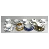 Variety of floral & other tea cups & plates