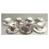 Variety of floral tea cups & plates