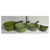 Green enamel pots
