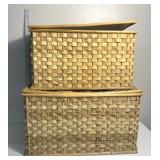 2 large wickered storage containers